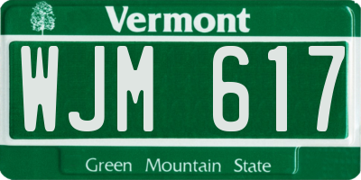 VT license plate WJM617