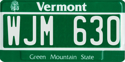 VT license plate WJM630
