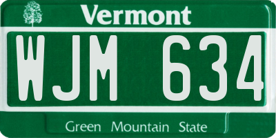 VT license plate WJM634