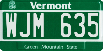 VT license plate WJM635
