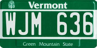 VT license plate WJM636
