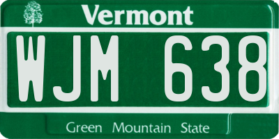 VT license plate WJM638