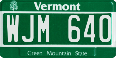 VT license plate WJM640