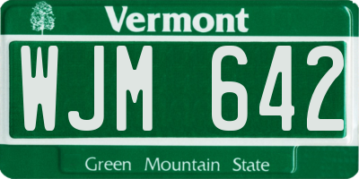 VT license plate WJM642