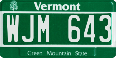 VT license plate WJM643