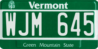 VT license plate WJM645