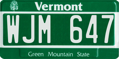VT license plate WJM647
