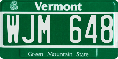 VT license plate WJM648