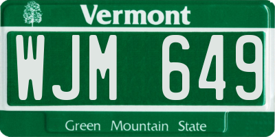 VT license plate WJM649