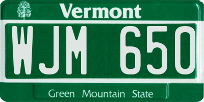 VT license plate WJM650