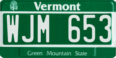 VT license plate WJM653