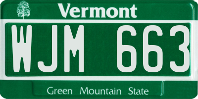 VT license plate WJM663