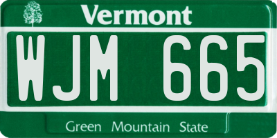 VT license plate WJM665