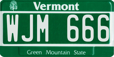 VT license plate WJM666