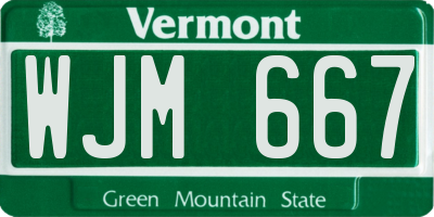 VT license plate WJM667