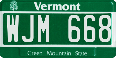 VT license plate WJM668