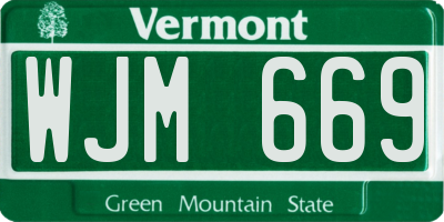 VT license plate WJM669