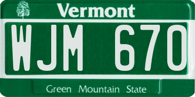 VT license plate WJM670