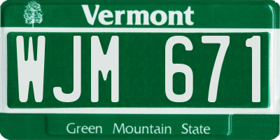 VT license plate WJM671