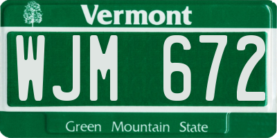 VT license plate WJM672