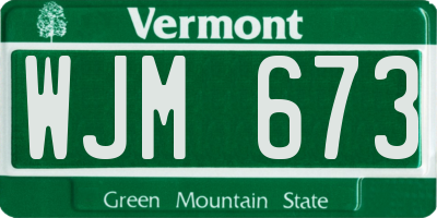 VT license plate WJM673