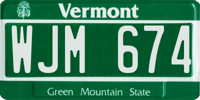 VT license plate WJM674