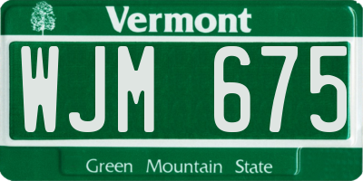 VT license plate WJM675