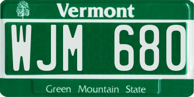VT license plate WJM680