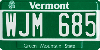VT license plate WJM685