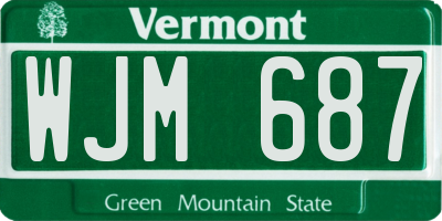 VT license plate WJM687