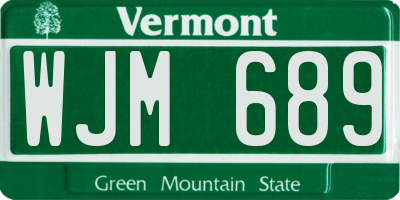VT license plate WJM689