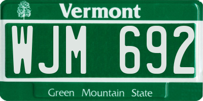 VT license plate WJM692