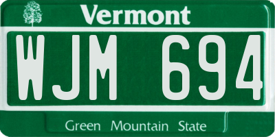 VT license plate WJM694