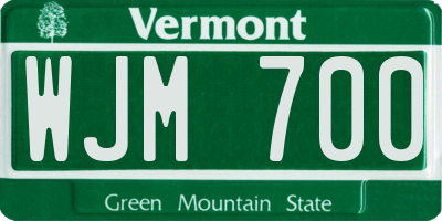 VT license plate WJM700