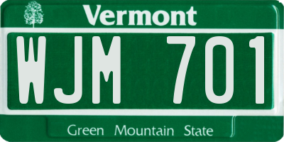 VT license plate WJM701
