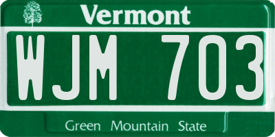 VT license plate WJM703