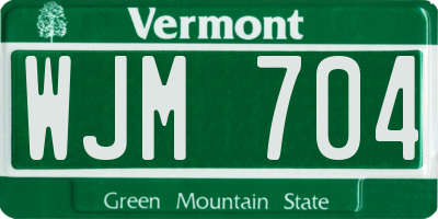 VT license plate WJM704
