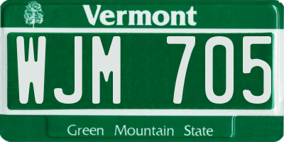 VT license plate WJM705