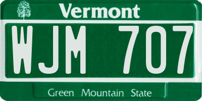VT license plate WJM707