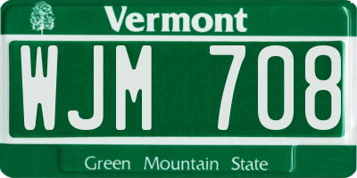VT license plate WJM708
