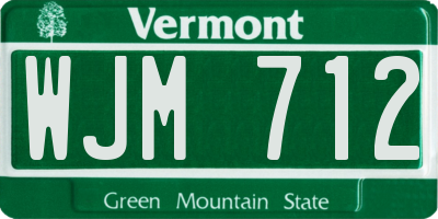 VT license plate WJM712