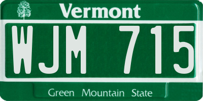VT license plate WJM715