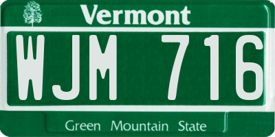 VT license plate WJM716