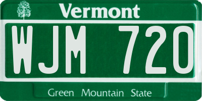 VT license plate WJM720