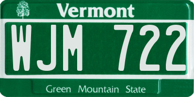 VT license plate WJM722