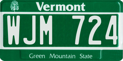 VT license plate WJM724
