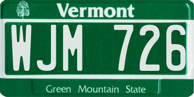 VT license plate WJM726