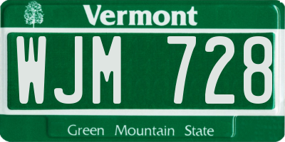 VT license plate WJM728