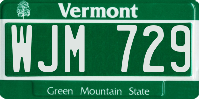 VT license plate WJM729