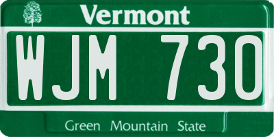 VT license plate WJM730